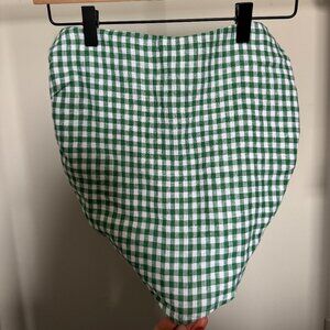 Reformation Dillon Linen Top Palms Green Gingham Strapless Size 4